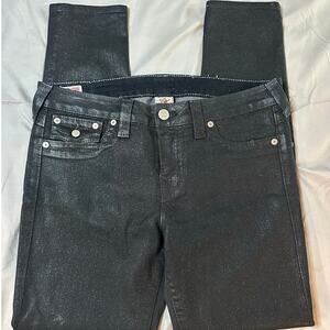 True Religion Black Metallic, Skinny Jeans- 32